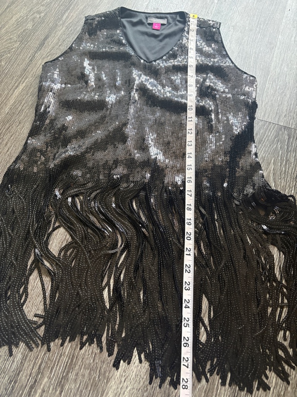 Vince Camuto Black Sequin Fringe top - Picture 8 of 8